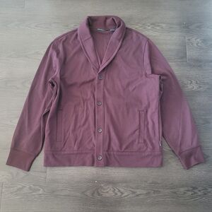 Perry Ellis Maroon Shawl Collar Cardigan Sweater Size XL Preppy